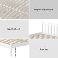 Artiss Bed Frame Double Size Wooden White SOFIE