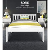 Bed Frame King Single Size Wooden White SOFIE