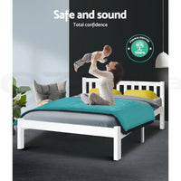 Artiss Bed Frame Queen Size Wooden White SOFIE
