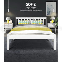 Bed Frame Queen Size Wooden White SOFIE