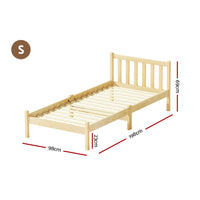 Artiss Bed Frame Single Size Wooden Oak SOFIE