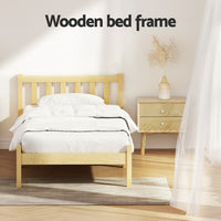 Artiss Bed Frame Single Size Wooden Oak SOFIE