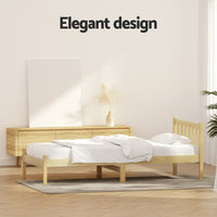 Artiss Bed Frame Single Size Wooden Oak SOFIE
