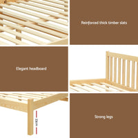 Artiss Bed Frame Single Size Wooden Oak SOFIE