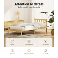 Bed Frame Single Size Wooden Oak SOFIE