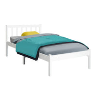 Bed Frame Single Size Wooden White SOFIE