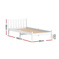Artiss Bed Frame Single Size Wooden White SOFIE