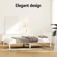 Artiss Bed Frame Single Size Wooden White SOFIE