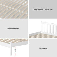 Artiss Bed Frame Single Size Wooden White SOFIE