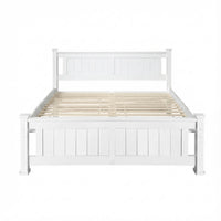 Artiss Bed Frame Double Size Wooden White RIO