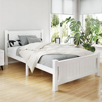 Bed Frame King Single Size Wooden White RIO