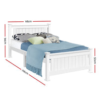 Bed Frame King Single Size Wooden White RIO