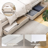 Artiss Bed Frame King Single Size Wooden Platform with 2 Storage Drawers White RIO