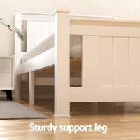 Artiss Bed Frame King Single Size Wooden Platform with 2 Storage Drawers White RIO
