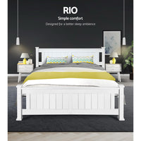 Bed Frame Queen Size Wooden White RIO