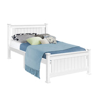 Bed Frame Single Size Wooden White RIO