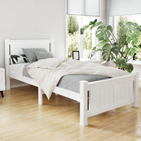 Bed Frame Single Size Wooden White RIO