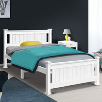 Bed Frame Single Size Wooden White RIO