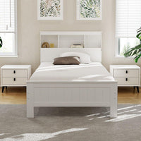 Artiss Bed Frame King Single Size Wooden with 2 Storage Drawers White