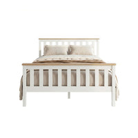 Artiss Bed Frame Double Size Wooden White PONY