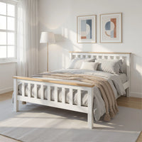 Artiss Bed Frame Double Size Wooden White PONY