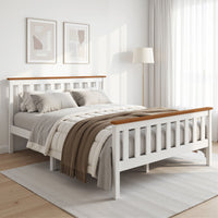 Artiss Bed Frame Double Size Wooden White PONY