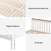 Artiss Bed Frame Double Size Wooden Platform with 2 Storage Drawers White PONY