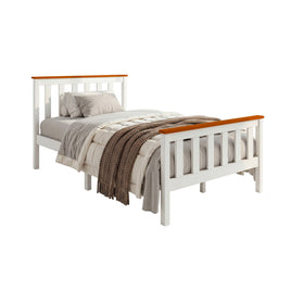 Artiss Bed Frame Single Size Wooden White PONY