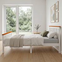 Artiss Bed Frame Single Size Wooden White PONY