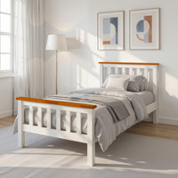 Artiss Bed Frame Single Size Wooden White PONY