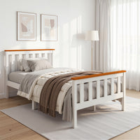 Artiss Bed Frame Single Size Wooden White PONY