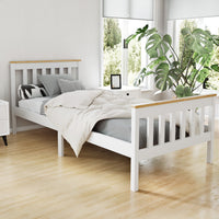 Bed Frame Single Size Wooden White PONY