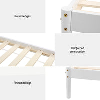 Bed Frame King Single Size Wooden White DALY