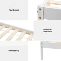 Bed Frame Queen Size Wooden White DALY