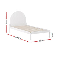 Bed Frame Single Size Wooden White DALY