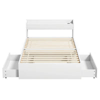 Artiss Bed Frame King Single Size with Charging Ports and 2 Drawers AURA