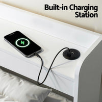 Artiss Bed Frame King Single Size with Charging Ports and 2 Drawers AURA