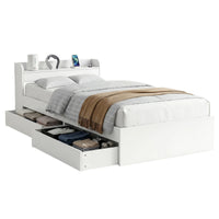 Artiss Bed Frame King Single Size with Charging Ports and 2 Drawers AURA