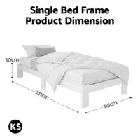 Artiss Bed Frame King Single Size Wooden White JADE