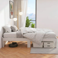 Artiss Bed Frame King Single Size Wooden White JADE