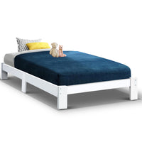 Bed Frame King Single Size Wooden White JADE