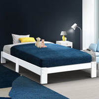 Bed Frame King Single Size Wooden White JADE