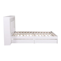 Artiss Queen Bed Frame with Storage Bookcase Headboard, USB & Type-C Ports & Drawers White