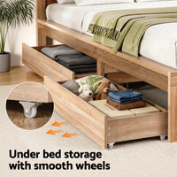 Artiss 2pcs Under Bed Storage with Wheels Rolling Wooden Drawers King Single & Queen