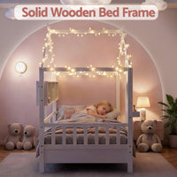 Artiss Kids Single Bed Frame House Bed Solid Wood Montessori Bed for Toddler White
