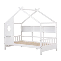 Artiss Kids Single Bed Frame House Bed Solid Wood Montessori Bed for Toddler White