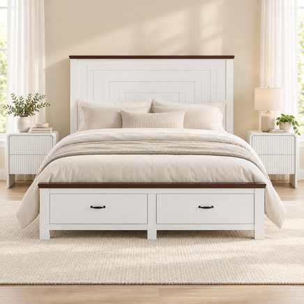 Artiss Double Wooden Bed Frame and 2 Bedside Table Bedroom Furniture Set