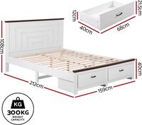 Artiss Queen Wooden Bed Frame and 2 Bedside Table Bedroom Furniture Set