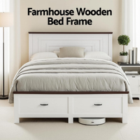 Artiss Queen Wooden Bed Frame and 2 Bedside Table Bedroom Furniture Set