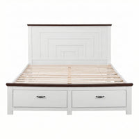 Artiss Queen Wooden Bed Frame with 2 Drawer Platform Bed with 108cm Solid High Headboard White Bed Base for Bedroom Easy Assembly